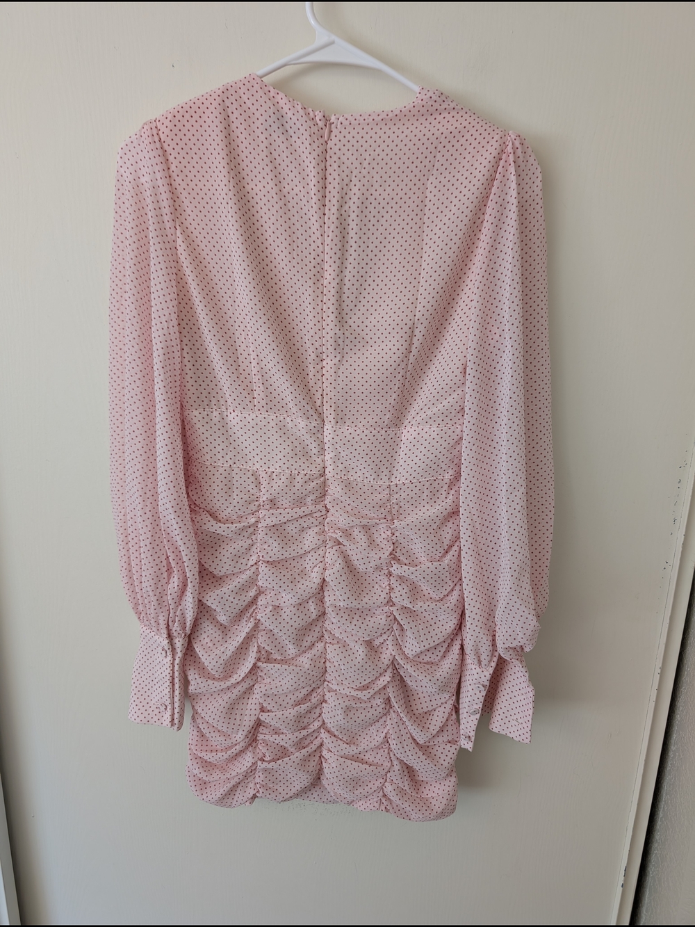 Seven Wonders Womens 4 Ruched Polka Dot Pink Mini Dress Coquette Cottage Party - Picture 5 of 7